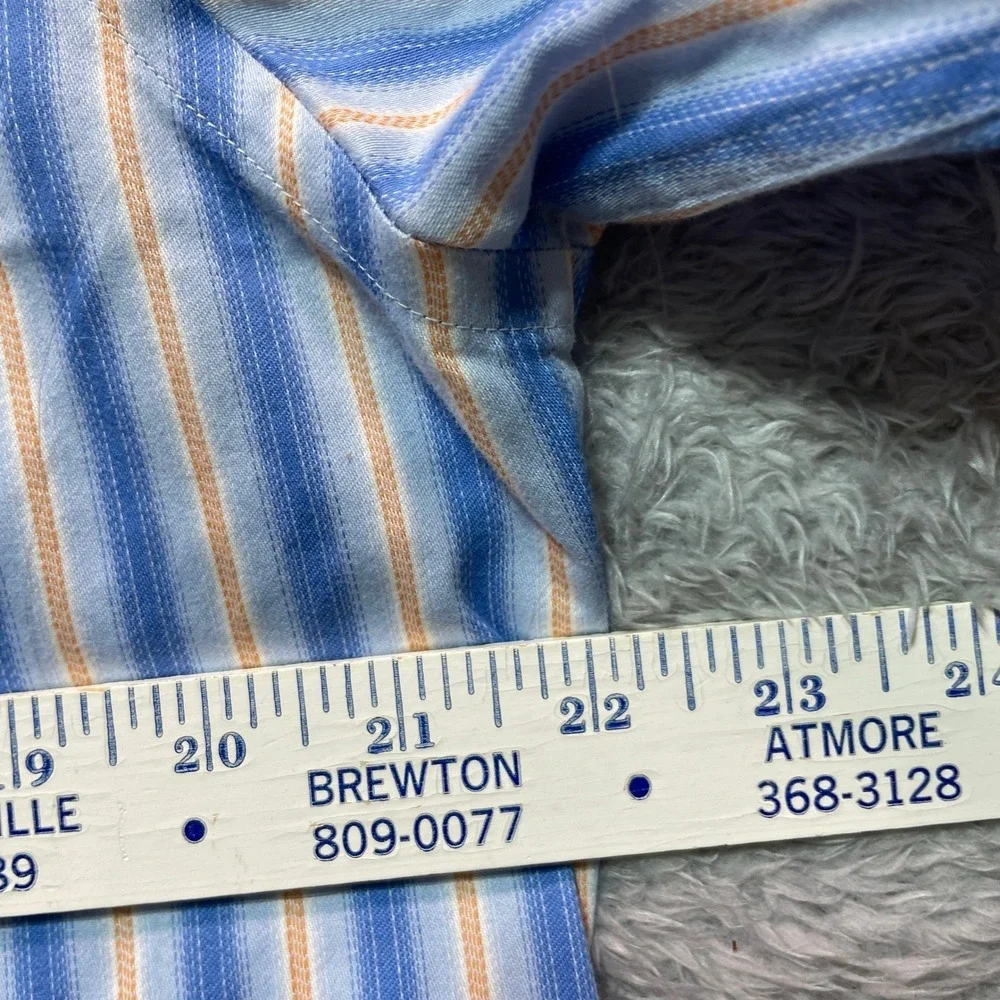 Banana Republic Mens Classic Fit Striped Dress Shirt Blue Orange L 16-16.5